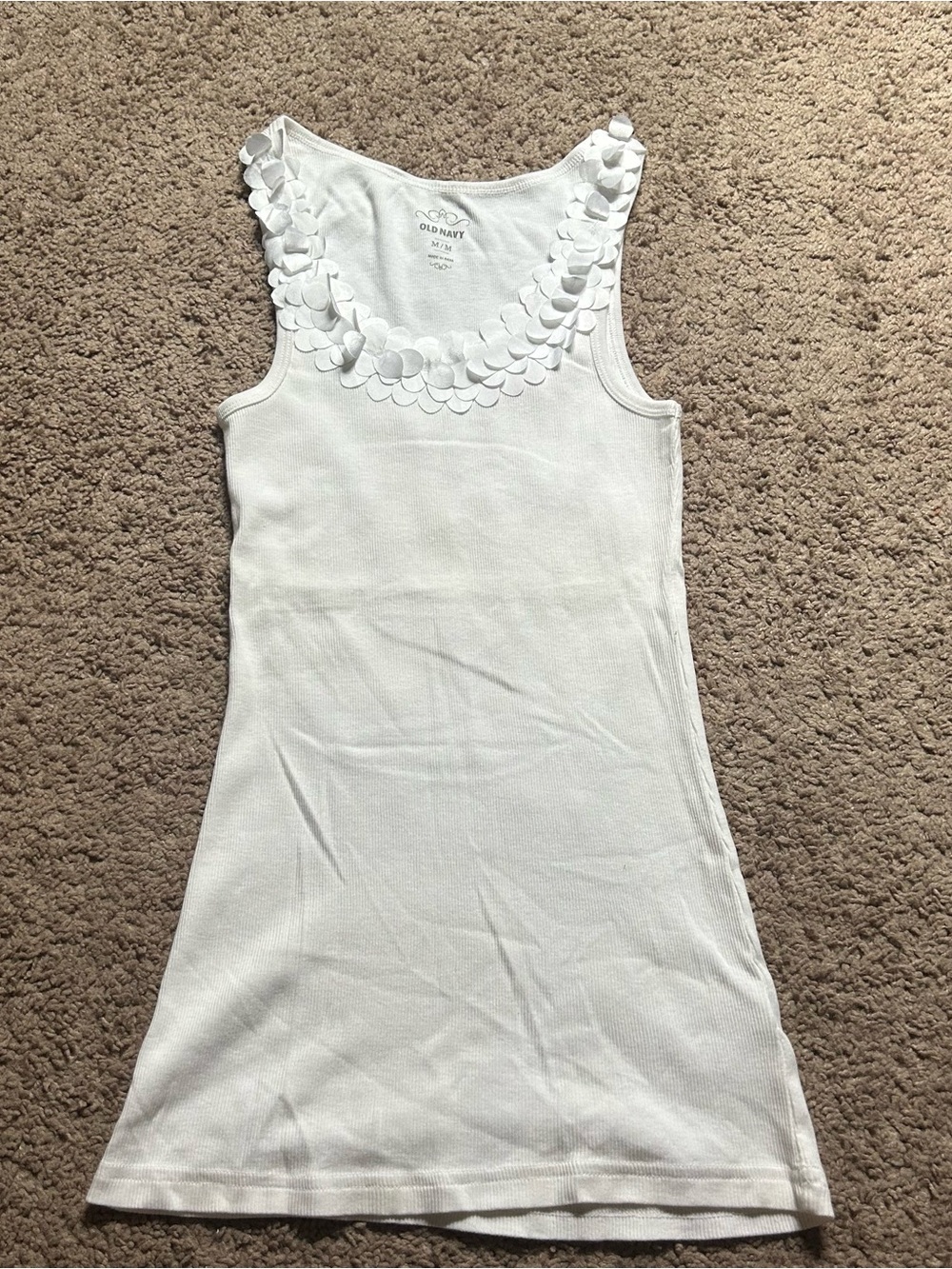 NWOT Old Navy White Sleeveless Tank Tops with Petal Neckline Medium